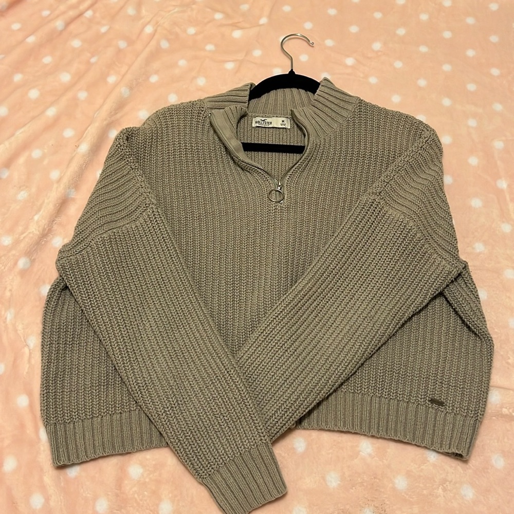 Hollister Grey Quarter Zip Sweater